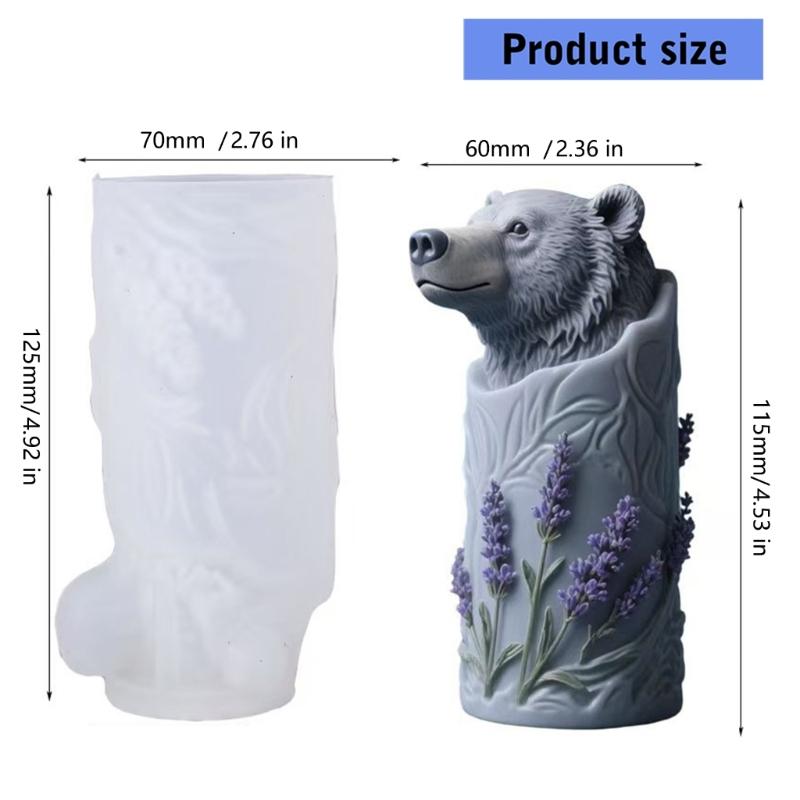 Silicone Bear Candle Mold Cylindrical Scented Candle Mould for Handmade Soap Candy Multipurpose Crafts Project