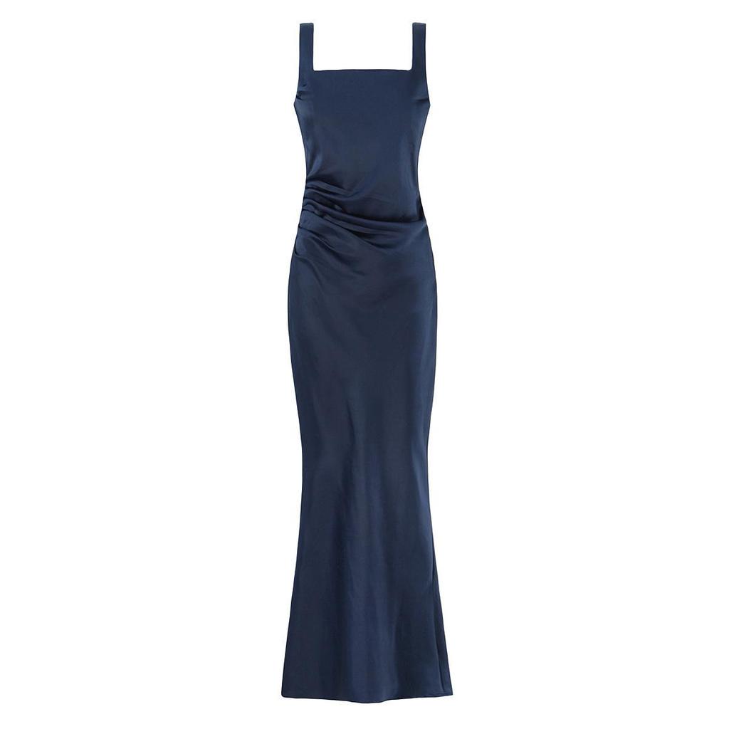 Rochie de Seară Clasică Europeană/Americană din Satin cu Bretele Subțiri pentru Femei