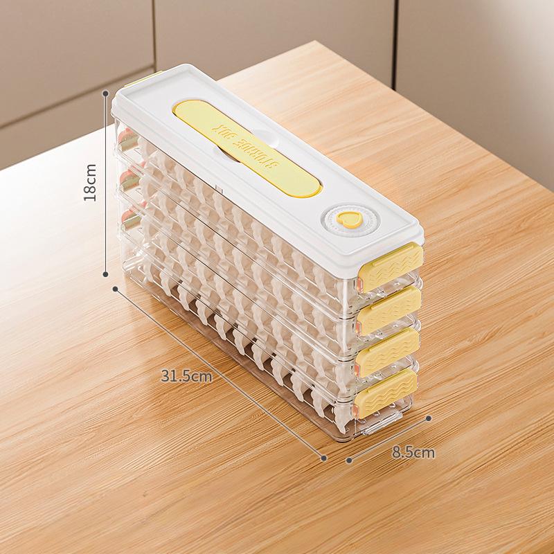 Narrow-Edge Food-Grade Multi-Layer Dumpling Storage Box with Non-Stick Bottom, Fresh-Keeping, Sealed for Refrigerator Side Door.