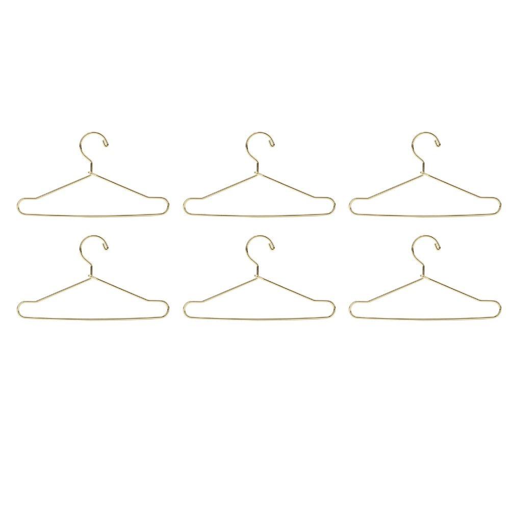 10pcs Stainless Steel Doll House Clothes Hanger Rose Gold Outfit Holder Wardrobe Storage