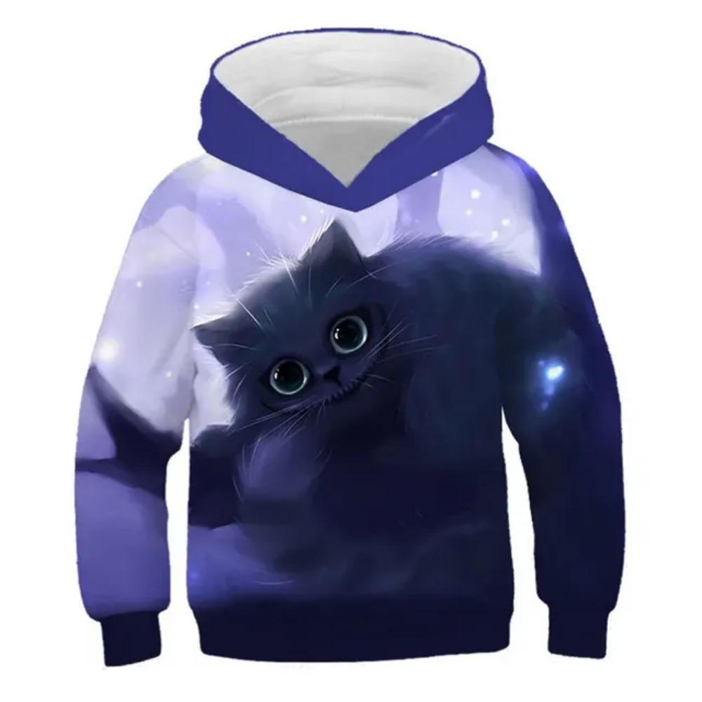 New Boys Girls 3d Animal Print Sweatshirt Kids Cartoon Wacky Fuzzy Cat Explore Space Galaxy Children Harajuku Hoodies Tops