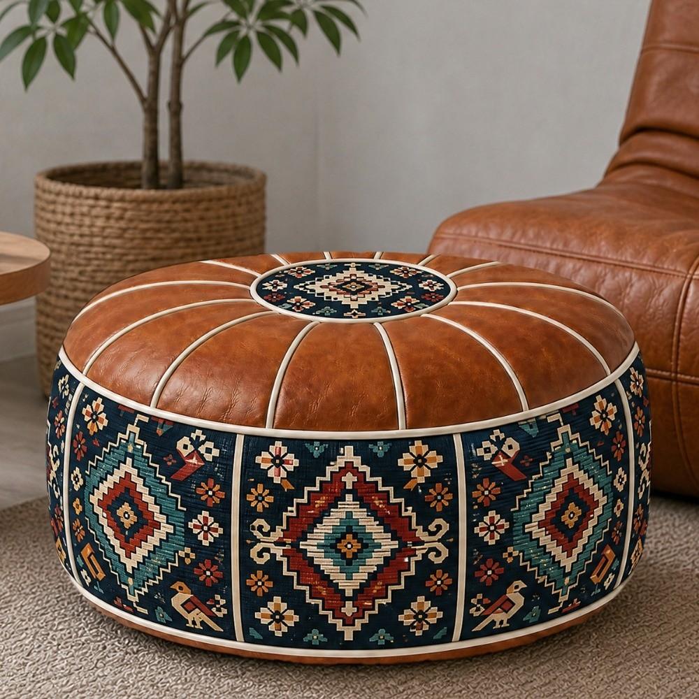 Fillable Design Ottoman Pouf Boho Pattern Storage Ottoman New Footstool Cover  Home Use