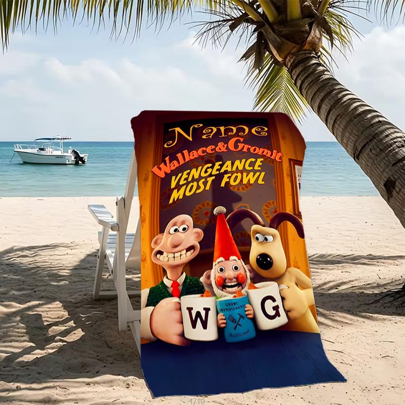 Customizable Personalized Beach Towels Wallace and Gromit Themed designs.Suitable for the Beach, Yoga, Sports;ideal As Beach Accessories