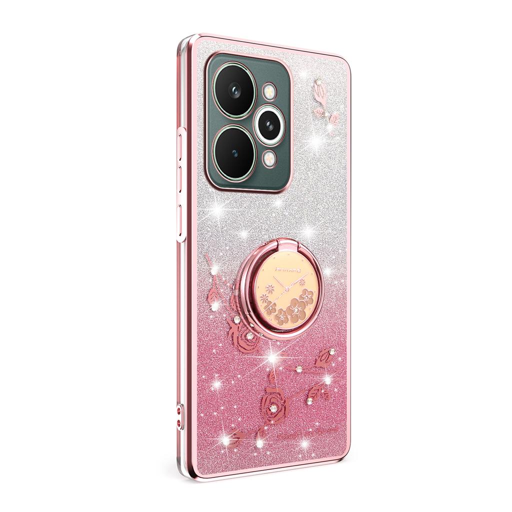 For Realme 15 Pro 5G Case Ring Kickstand TPU Flowers Phone Cover Gradient Glitter