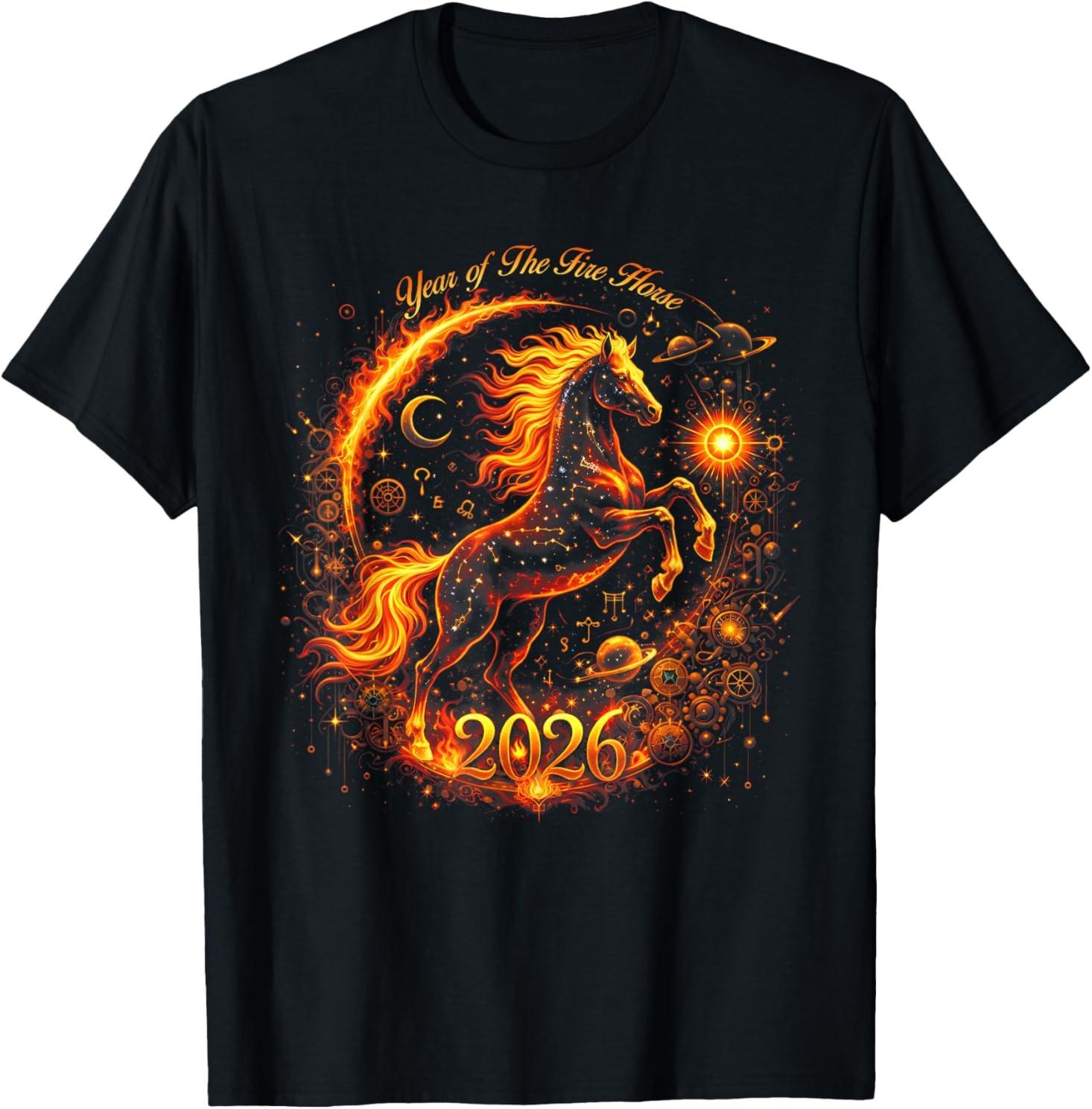 Year of The Fire Horse 2026 Lunar New Year Zodiac T-T-Shirt 2XL