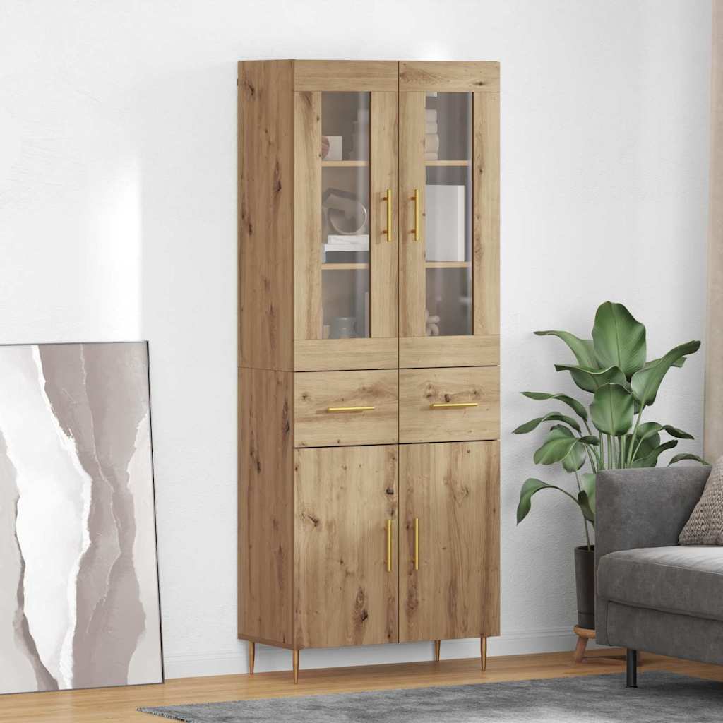 Highboard with Drawers 2 pcs Artisan Oak Wood Material