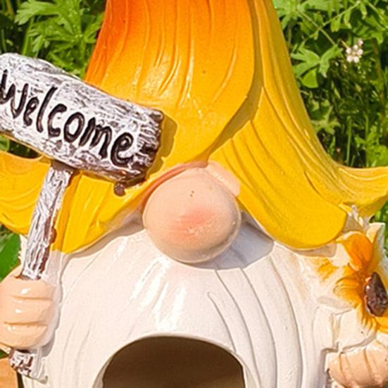 Gnome Statue Bird House Weather-proof Outdoor Garden Yard Hanging Bird House Outside Hummingbird Feeder Decoration