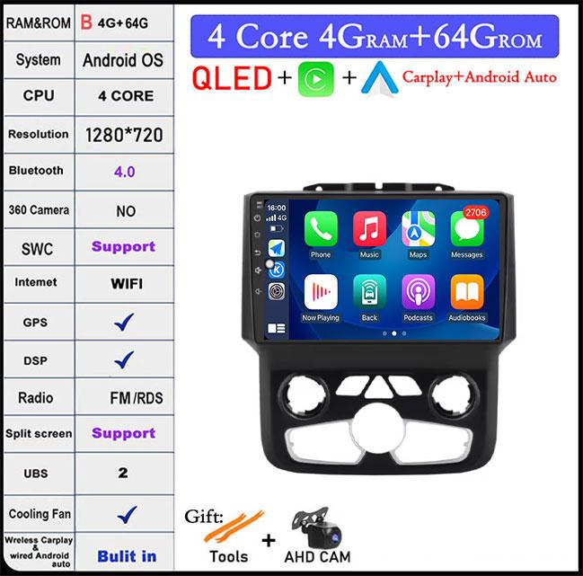 Radio auto Android Auto de 9 inch Pentru Dodge Ram 1500 2500 3500 2013-2018 Carplay Ac Manual Stereo Navigație Carplay Ecran Tactil BT