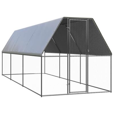 Vidaxl Outdoor Chicken Coop, 2X6X2 M, Galvanized Steel