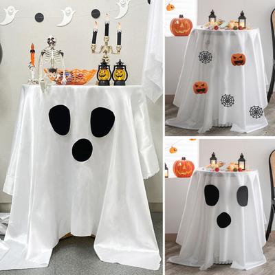 Halloween Ghost Tablecloth White And Black Ghostly Tablecloth Fun And Spooky Dining