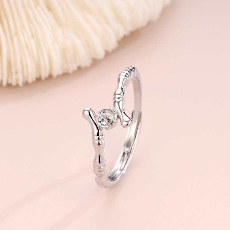

Korean Bamboo Joint Pearl Ring - Adjustable, Semi-finished Jewelry Accessory Open Adjustable