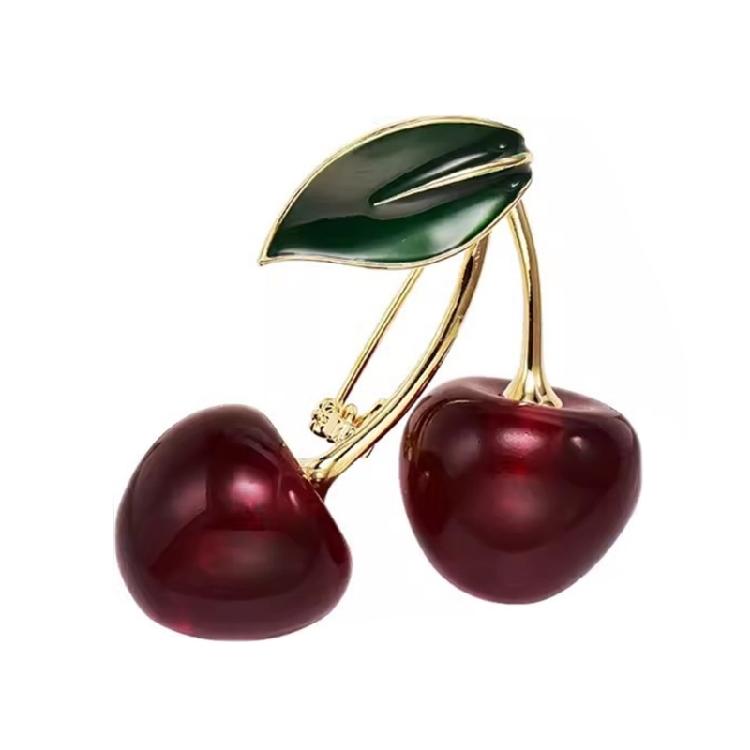Alloy Cherry Brooch Cherry Corsage Pin Unique Plant Brooch for Those Who Love Unique and Eye Catching Accessories