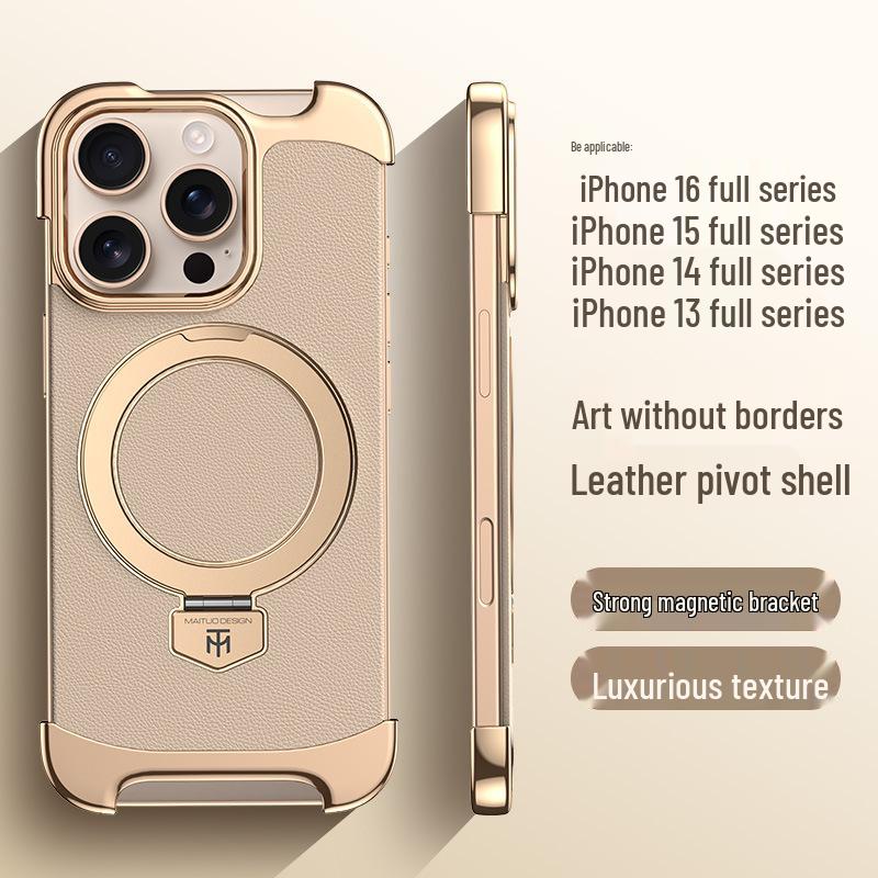 iPhone 16 Pro Max Leather MagSafe Magnetic Stand Case for Apple 17 - Frameless Design