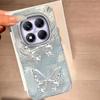 For Redmi Note 14 Pro Plus 13 11 12 Pro 14S 11S 10S 9 Pro Max 9S 8 Pro 5G Ro 4G Phone Case Silver Butterfly Pattern Silicone Bag