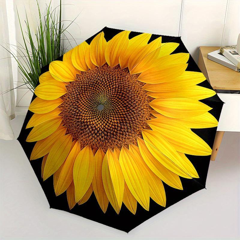 

Automatic Open/Close Umbrella - Compact 3-Fold Travel Umbrella with Sunflower Design, Portable Folding cane for Women & Men, V (as the picture,Iron&8K)