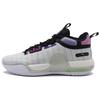 Fabric Cushioning Slip Resistant Abrasion Resistant High Top Basketball Shoes Men's White Black Purple 112241112-1