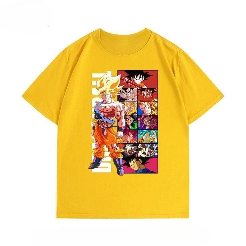 Dragon Ball Animation Drawing Wukong Parent-Child Clothing Men's and Women's Cartoon Short Sleeve Summer Pure Cotton Versatile