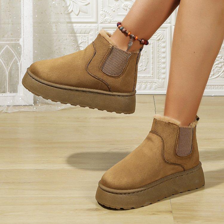 Fashion 2024 Winter New Suede Round Toe Women's Ankle Boots Fashion Flat Warm Thick Bottom Plus Velvet Snow Boots Large Size boots