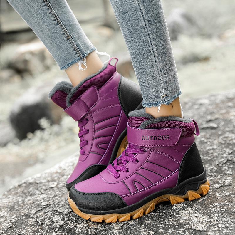 2020 Winter New Velvet High-top Women's Shoes, Korean Version of Student Lace-up Versatile Waterproof Snow Boots Women's Tide Cotton Shoes