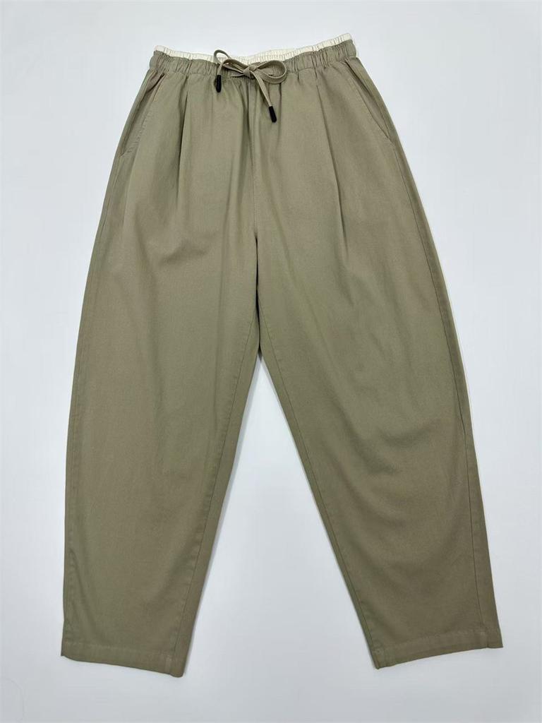Johnature Elastic High Waist Casual Pants Women Loose Hit Colors All Match Harem Pants Trousers