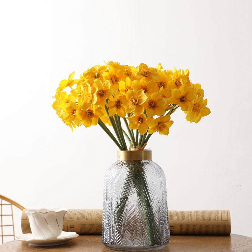 6PCS/Bundle Gift Wedding Ornament Party Supplies Floral Arrangement Simulation Narcissus Artificial Flower Lifelike Daffodils