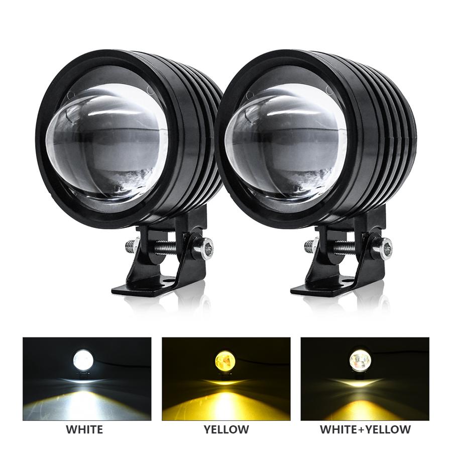 Pair 60W LED Motorcycle Fog Lights Headlight Spotlights Work Lamp Fisheye Lens