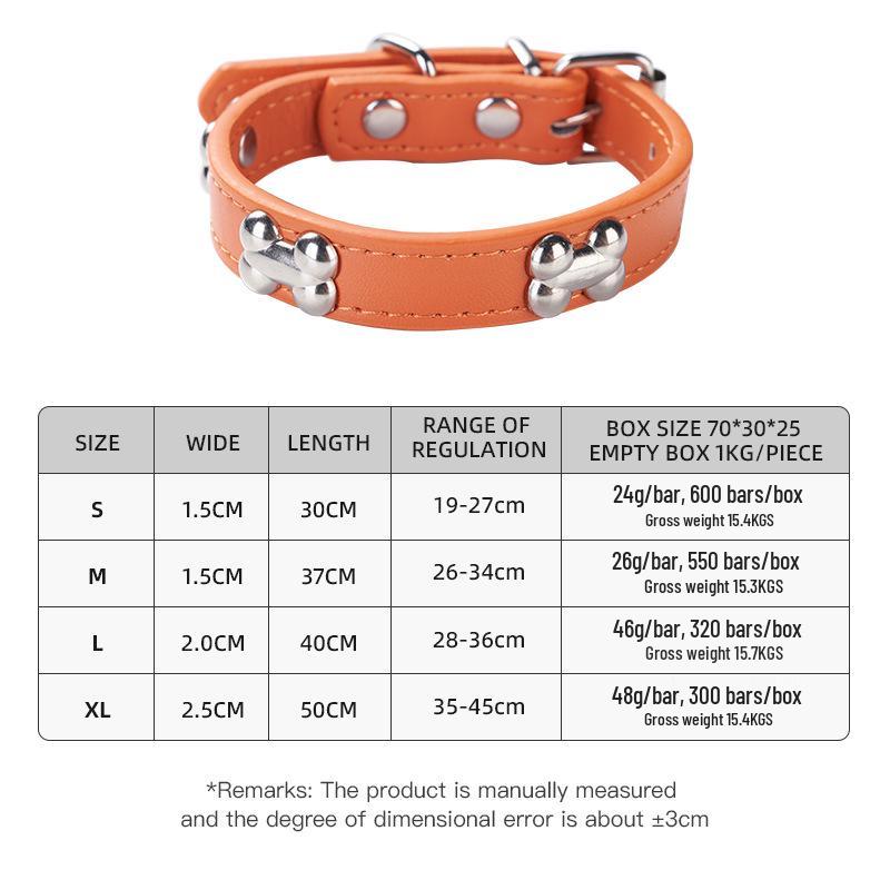 

Adjustable Bone Jewelry Dog Collar with PU Leather Leash - Hot Selling Collar S: 1.5cm x 30cm оранжевый