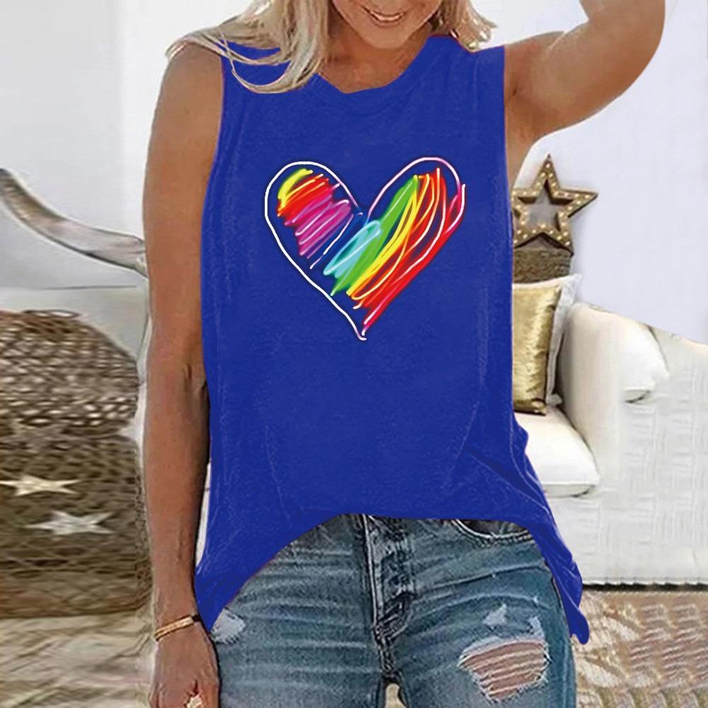 Summer Colorful Love Heart 3D Printed Tank Top Women's Casual Fashion Streetwear Sleeveless O-Neck Vest Camisole Woman Clothing