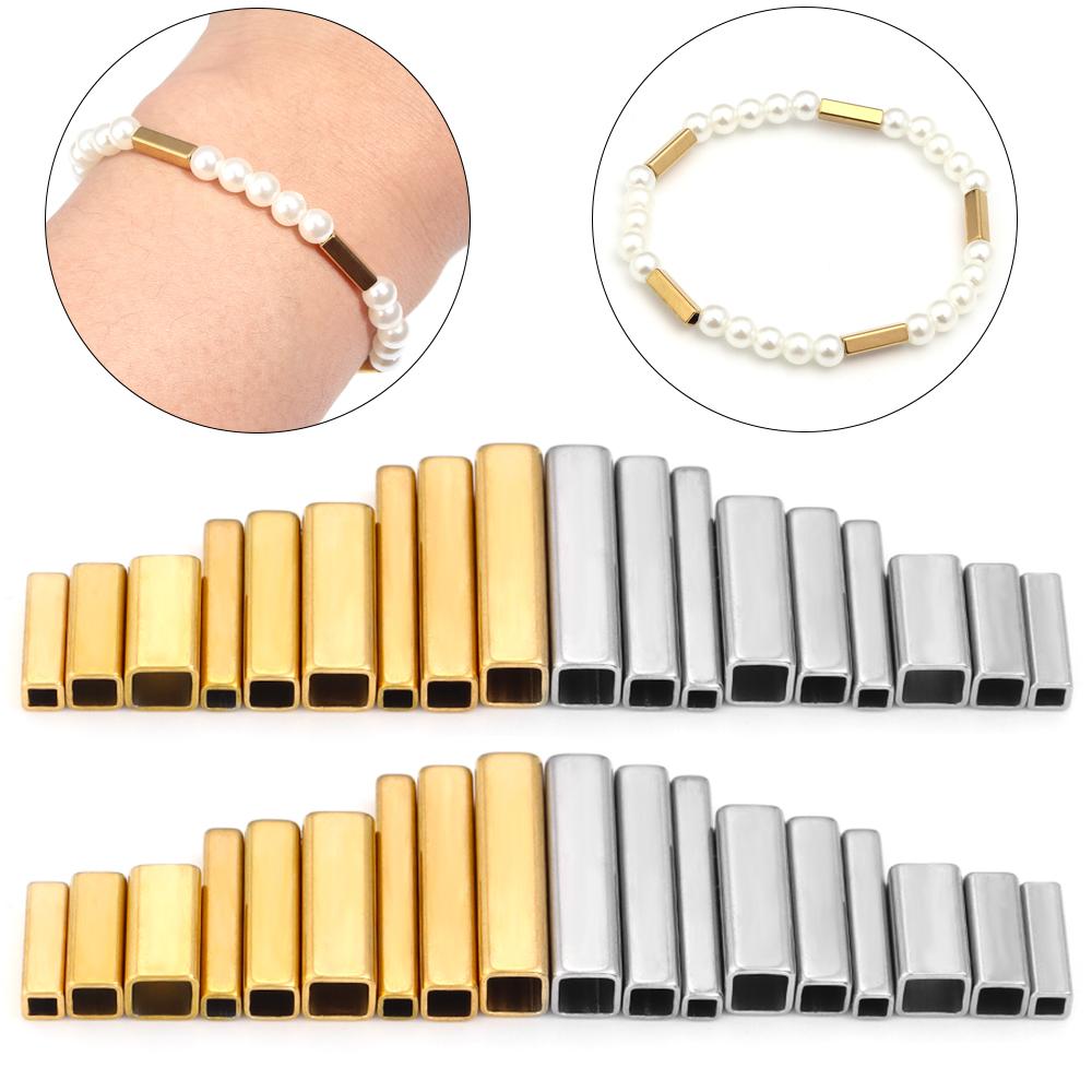 5/10 Stück Edelstahl-Röhrchenperlen, gerade, lange, lose Abstandshalterperlen für die Schmuckherstellung, DIY-Halsketten-Armband-Zubehör