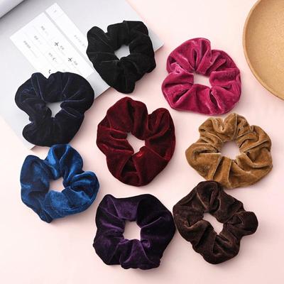 Large Velvet Scrunchie: Versatile Solid Color Elastic Hair Accessory