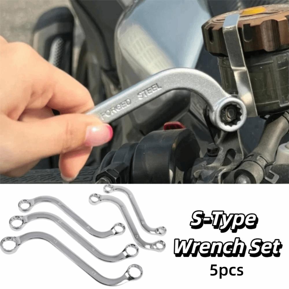 140-240MM Length Double Head Wrench 5Pcs Set Elbow Wrench Auto Tools S-Type Wrench  Auto Repair