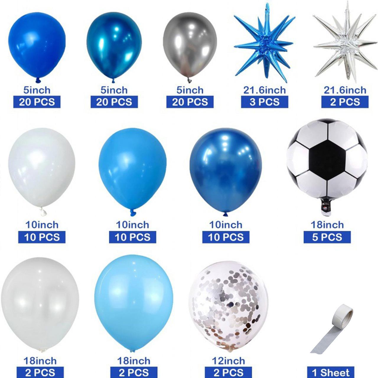 

Набор цепочек из воздушных шаров с футбольной тематикой, синие взрывающиеся звездные воздушные шары, украшения для вечеринки по случаю дня рождения мальчика Set