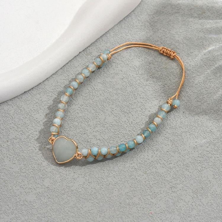 Handwoven Heart Stone Yoga Bracelet Adjustable Bangle Spiritual Healing Gemstones Jewelry Energy Balancing Accessory