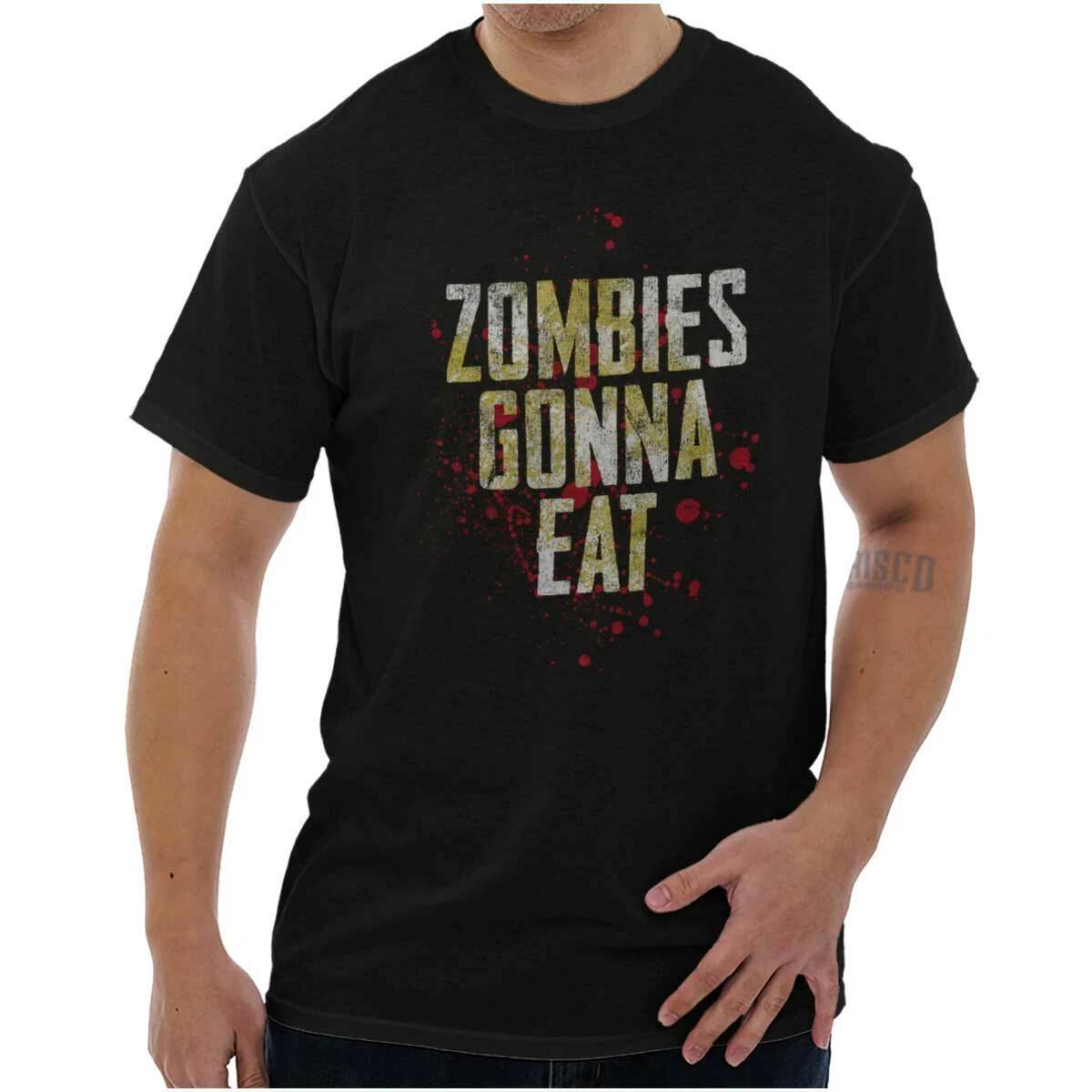 Grunge Apocalypse Zombies Gonna Eat Humor Womens or Mens Crewneck T Shirt Tee XXL