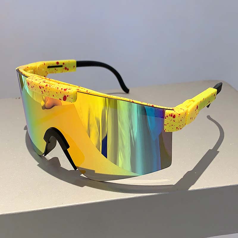 Oversized Sports Sun Glasses  Wrapped Round Mirror Outdoor Cycling Goggle Trendy Futuristic Punk Sunglasses for Men
