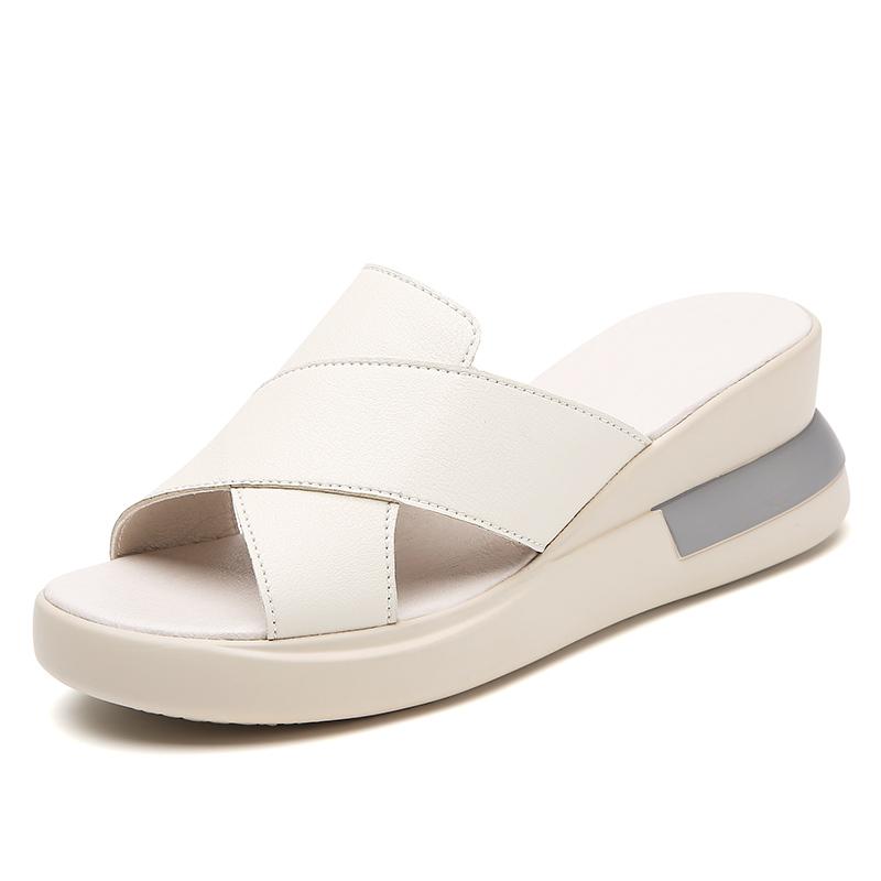 

35-40 летние женские большие модные однотонные высокие сандалии на толстой подошве нескользящие тапочки женская обувь 40 бежевый