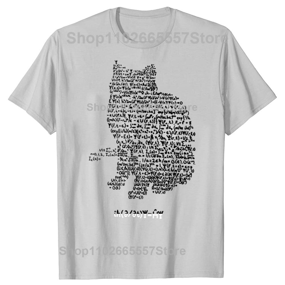 Maxwell Cat Quantum Mechanics Equation Theory T Shirts Physics and Mathematics Math Funny Cat Tshirt Oversized Men Europe Size