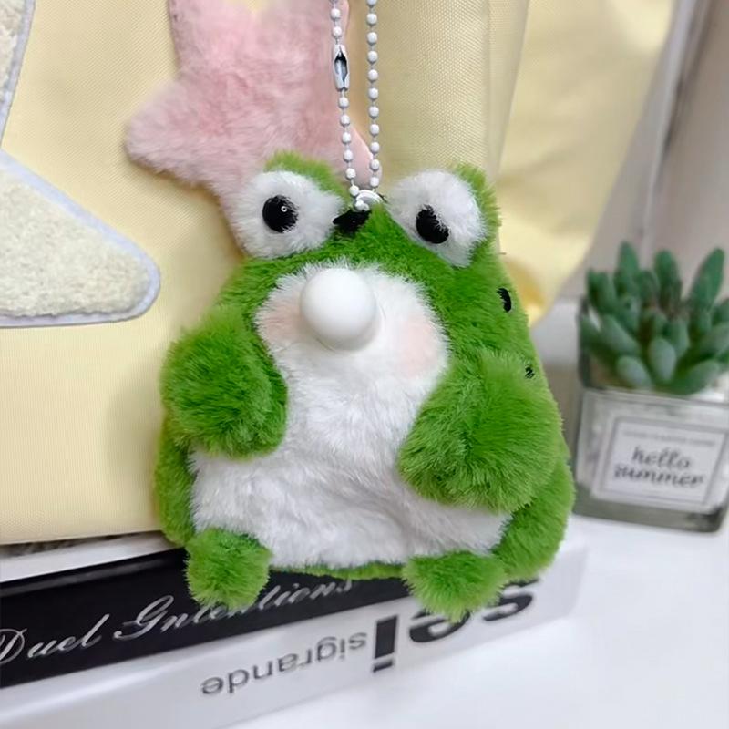 Little Frog That Can Spit Bubbles Handmade DIY Squeaking Plush Doll Pendant Keychain Material Bag for Girlfriend