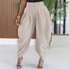 Mid Waist Women's Cargo Harem Sweat Pants with Ruched Casual Street Style Trousers Office Ladies Work Trousers