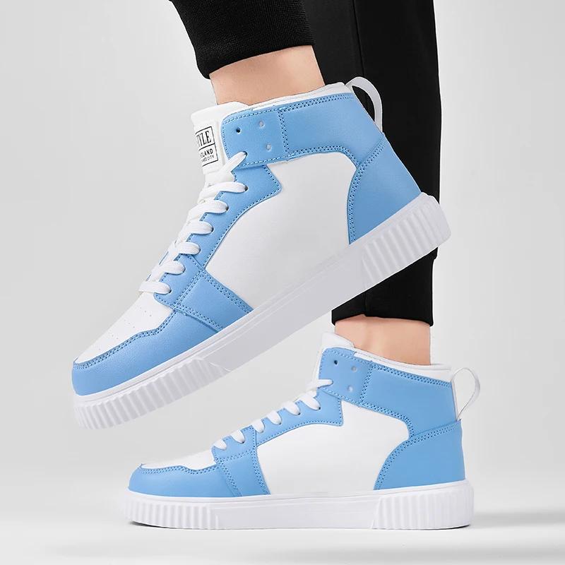 Fashion Spring Summer Fashion Red High-Top Shoes Couple Comfortable Pu Leather Casual Sneakers Man Flat Versatile Hip-Hop Shoes For Men