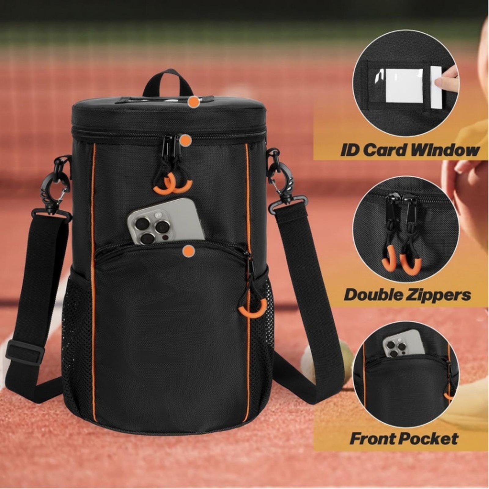 Borsa porta attrezzatura da tennis Borsa porta palline Borsa da tennis con tasche multiple e tracolla per tennis nero