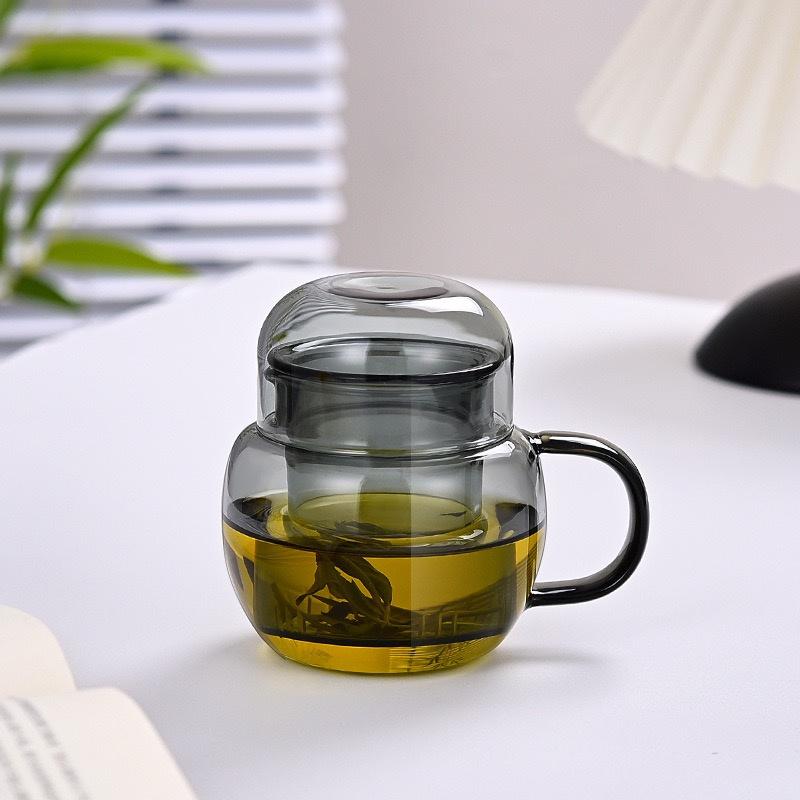 325ml Teewasser-Trennung Filter Teetasse Hohes Borosilikatglas Teetassen mit Infuser Büro Blume Teetasse