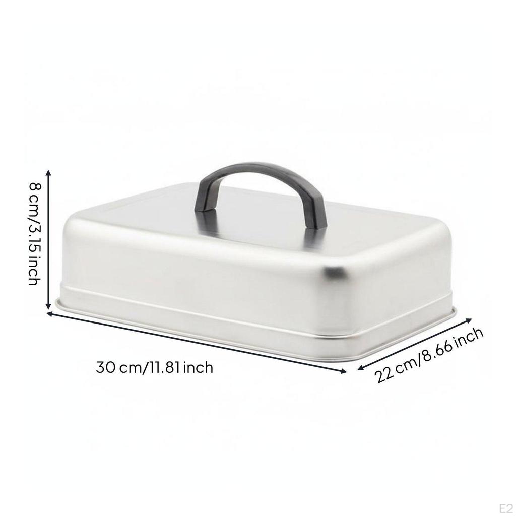 Stainless Steel Melting Dome HeatResistant Handle Square Steak Cover Heavy Duty Rectangular Basting