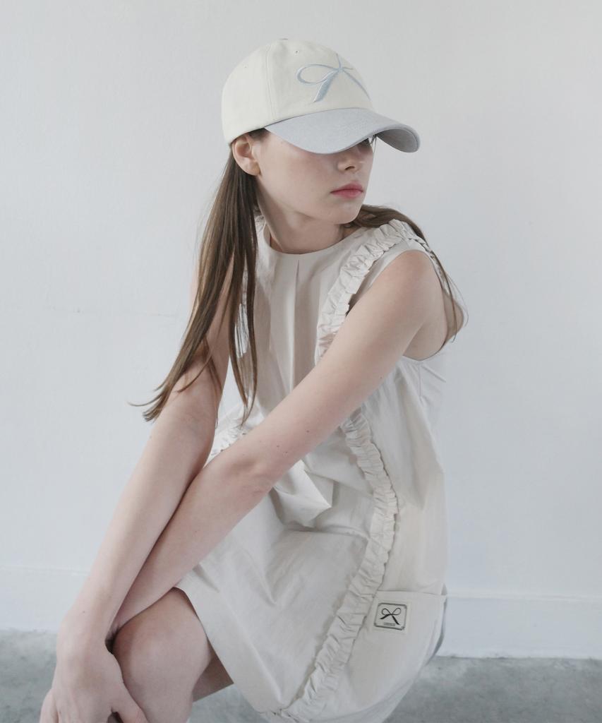 UBEIGE Ribbon Pigment Ball Cap (Sky Blue/Cream)
