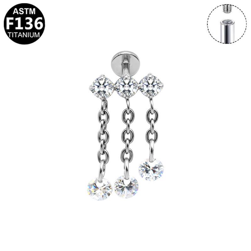 European-American G23 Titanium Round Pendant Earring with Internal Thread