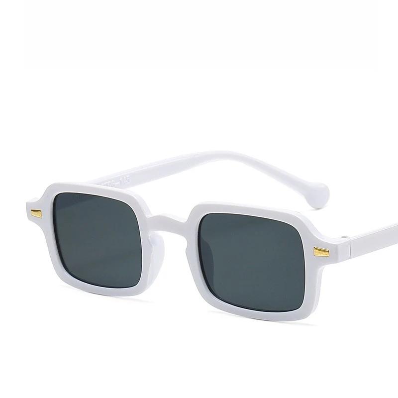 Vintage Square Sunglasses Woman Retro Rivet Yellow Glasses Female  Designer Fashion Black Shades UV400 Oculos De Sol