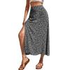 2026 Summer New European and American Floral Skirt Slit A-Line Hip Cover Mid-Waist Long Skirt