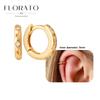 Perforation 925 Silver Ear Needle Minimalist Hoop Earrings Metallic Gold Earrings For Women CZ Fashion Jewelry