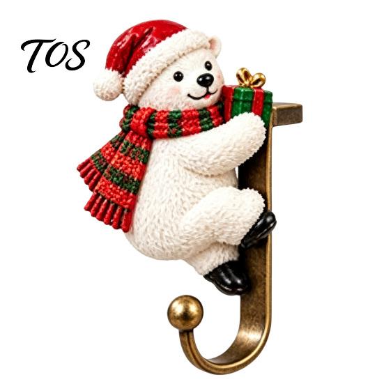 Elk Christmas Stocking Holders Holder for Mantel Shelf, Resin Santa Snowman Retro Metal Hanging Hooks Reindeer Hooks, No-Drill Fireplace Hanger
