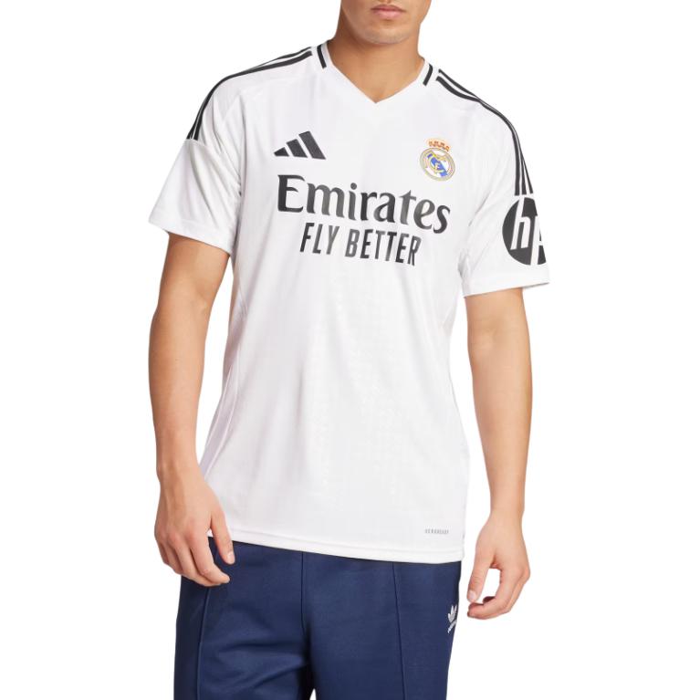 adidas Striped Logo V-Neck Slim Fit T-Shirt Men Tops White JX2136